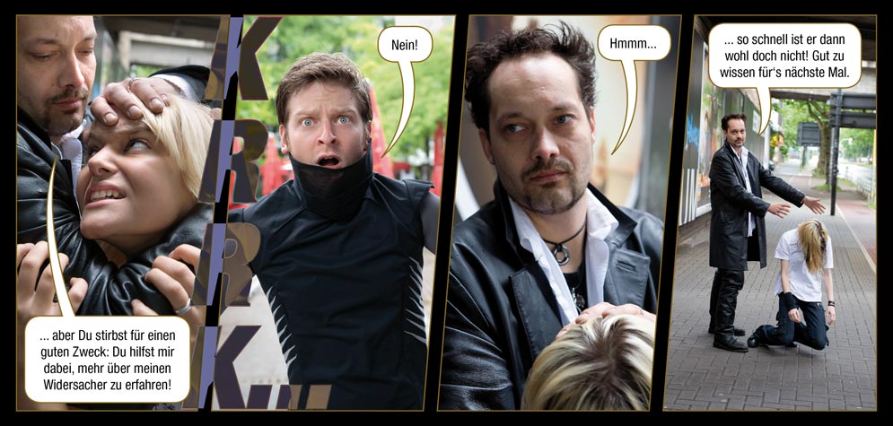 Seite 30: Manero: ... aber Du stirbst f�r einen guten Zweck: Du hilfst mir dabei, mehr �ber meinen Widersacher zu erfahren! / KRRK... / Marc: Nein! / Manero: Hmmm... ... so schnell ist er dann wohl doch nicht! Gut zu wissen f�r�s n�chste Mal.