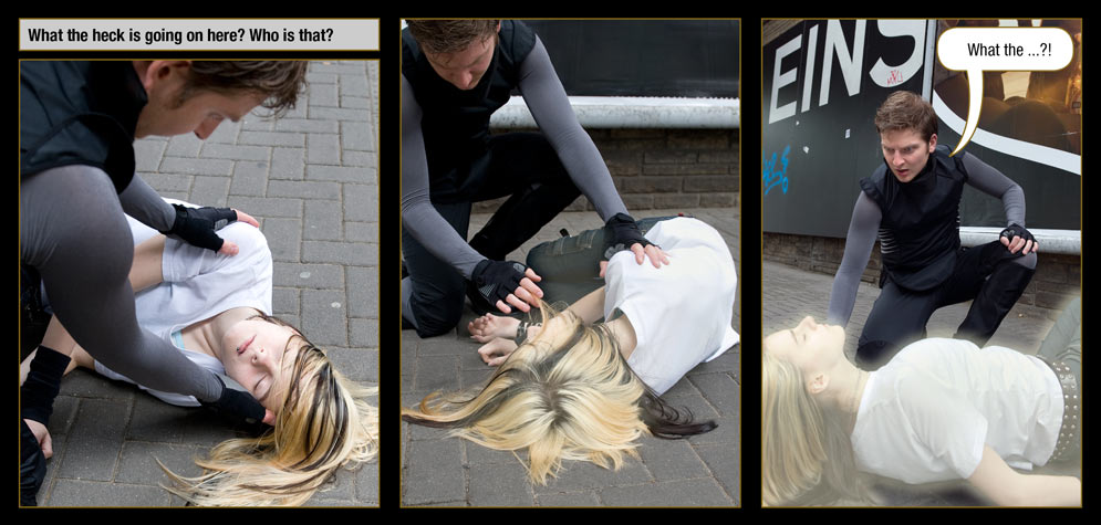 Page 32: What the heck is going on here? Who is that? / Marc: What the ... ?!